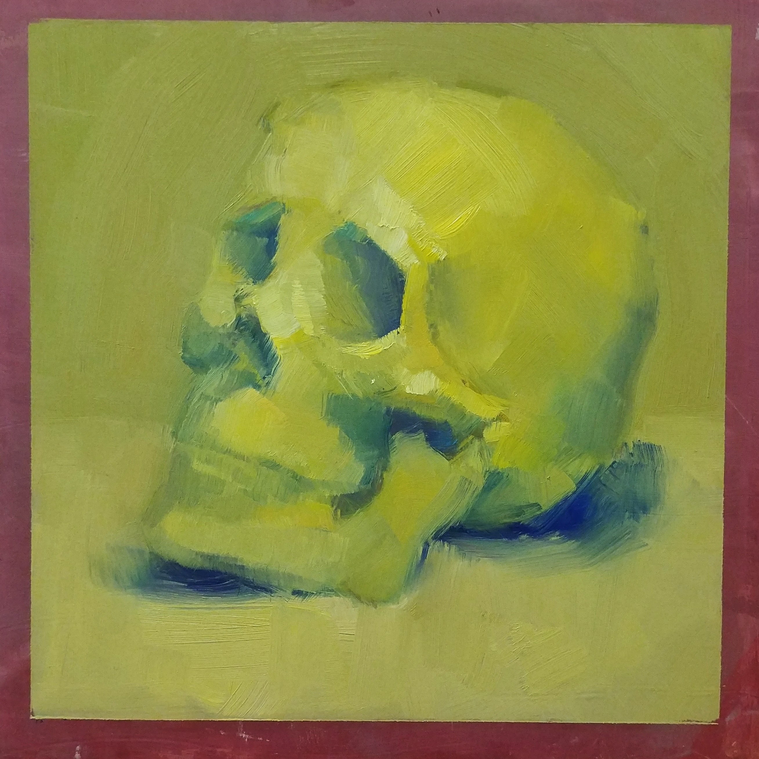 oil painting of a skull